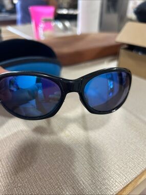 Costa Black Frame Sunglasses with Blue Mirrored Lenses